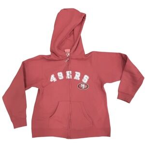 NFL For Her San Francisco 49ers Full Zip Hoodie Red Fleece Sweatshirt Womens L